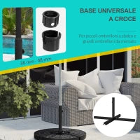 Base per Ombrellone a Croce in Acciaio con Vite Laterale, 100x100x75 cm, Nero