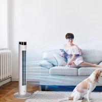 Ventilatore a Torre 45W a 3 Modalità e 3 Velocità con Timer da 12h, in ABS e Alluminio, Ø31.5x93 cm, Bianco