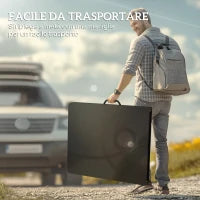 Set da Pic Nic Pieghevole a 3 Pezzi con Tavolo e 2 Panche in HDPE e Metallo, Nero