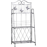 Scaffale Fioriera 3 Ripiani Pieghevole da Giardino Balcone, Metallo, Argento, 44x25x96 cm
