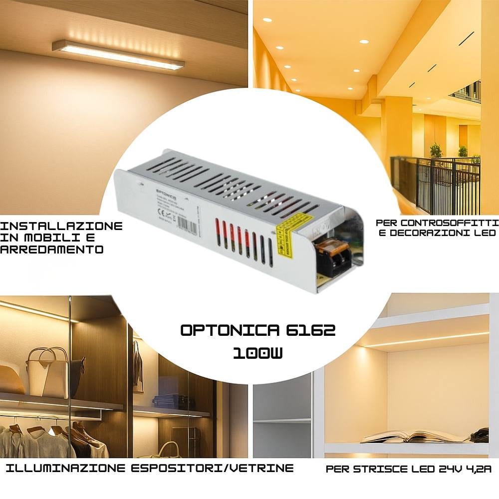 Alimentatore sottile 100w 24v in metallo per strisce led