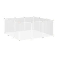 Recinto per Conigli, Cuccioli e Piccoli Animali Modulabile in Metallo e PP, 12 Pannelli da 35x45cm Bianco