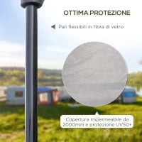 Tenda da campeggio da 2-3 persone con Veranda, 210x210x150cm, grigia e bianca