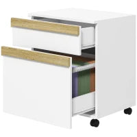 Mobile Caisson da ufficio a rotelle con 2 cassetti scorrevoli organizzatore per documenti 48 x 40 x 59,5 cm bianco