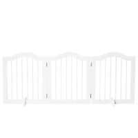Cancellino per Cani Pieghevole a 3 Sezioni in Legno, 154.5x29.5x61cm, Bianco
