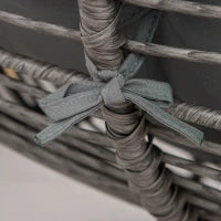 Poltrona da Relax in Rattan con Sgabello per Giardino, Poltrona in Rattan da Esterno con Cuscino, in Acciaio e Poliestere, 69 x 76 x 70 cm, Grigio