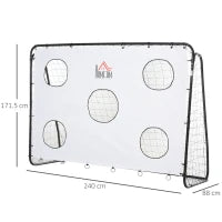 Porta da Calcio per Bambini e Adulti con Rete in PE, in Metallo e Oxford, Bianco e Nero, 240x88x171.5cm