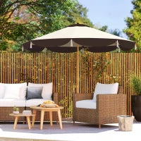 Ombrellone da Giardino Ø2.6 m con Copertura UV50+, Presa d'Aria e 8 Stecche, Beige