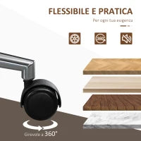 Sedia da Ufficio Vintage Imbottita, in Finta Pelle, Legno e Acciaio, 53x60x86-96 cm, Nero e Marrone Scuro