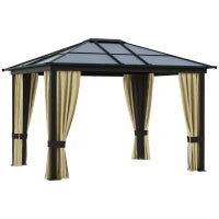 Gazebo da Giardino 3x3.6m in Alluminio con Zanzariera e Tetto in Policarbonato