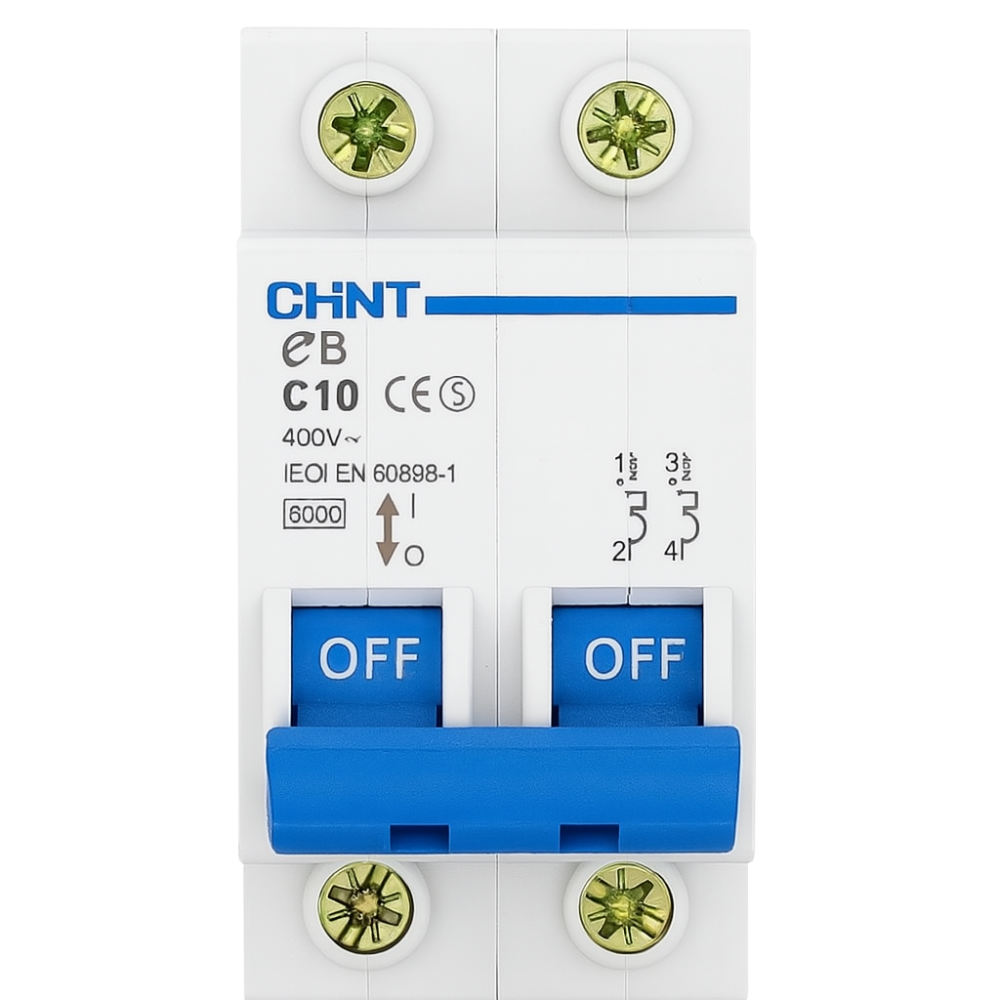 Chint interruttori magnetotermici 1p+n curva c 4,5ka serie eb 2 moduli *** ampere 10 ampere, confezione 1