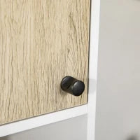 kleankin Colonna Bagno con 2 Ripiani Aperti e 2 Armadietti in Truciolato, 31.5x30x169 cm, Bianco e color Legno