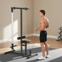 Stazione Fitness Pull Down da Casa con Panca e Cavo Regolabile, in Acciaio 107x120x190cm Nero