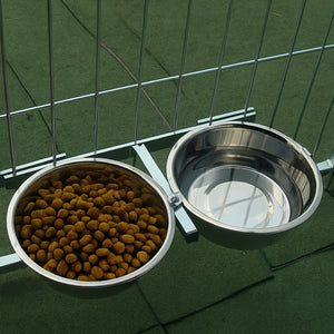 Porta ciotole per box cani regolabile in acciaio inox diametro ciotole 24 cm