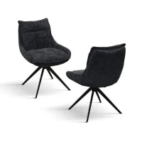 PAZZO DESIGN Sedia Biagio Nero set da 2 sedie con rivestimento in tessuto e gambe in metallo