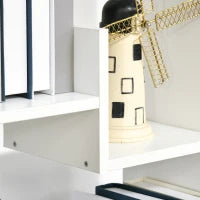 Libreria Moderna a 6 Livelli con 11 Scaffali Aperti per Studio e Soggiorno, 61x23x162.6 cm, Bianco