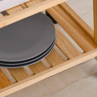 Carrello da Cucina a 4 Livelli in MDF e Legno di Pino con 4 Ruote Girevoli, 40x30x76 cm, Bianco e Marrone