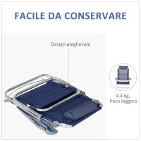 Set 2 Sedie da Pesca Pieghevoli e Reclinabili su 6 Livelli con Poggiatesta Imbottito, 62x65x80 cm