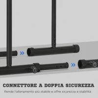 Barra per Dip in Acciaio ad Altezza Regolabile con 6 Lunghezze Regolabili, 90-102x65x80-90 cm, Nera