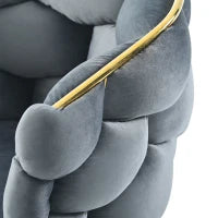 Sedia Imbottita in Velluto con Struttura Dorata, Supporti Regolabili delle Gambe Anteriori, 50×47×80 cm, Grigio