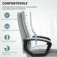 Sedia da Ufficio Ergonomica con Schienale Alto, Altezza Regolabile e Dondolo, Grigio