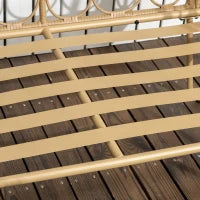 Salotto da Giardino in Rattan Stile Boho con Divano 2 Posti, 2 Poltrone e Tavolino con Vetro