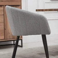 Set 2 Sedie Imbottite Moderne con Rivestimento in Tessuto per Soggiorno e Salotto, Grigio Chiaro