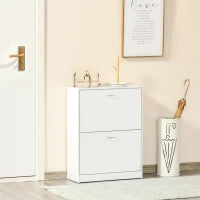 Scarpiera con 2 Ante Ribaltabili, 60L x 24P x 80H cm, Bianco