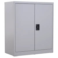 Armadietto Mobile Ripiano Regolabile Chiusura di Sicurezza per Casa Ufficio Garage Acciaio 80x40x92.5cm Grigio
