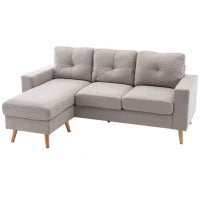 Divano d'angolo in tessuto di lino 193 cm forma L design scandinavo per soggiorno appartamento piccolo spazio grigio chiaro