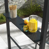 Gazebo per Barbecue, 2 Ripiani Laterali, Ganci, Telaio in Acciaio, 1.1 x 2.3m, Cachi