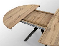 PAZZO DESIGN Tavolo Allungabile con Gambe Incrociate rotondo, Made in Italy, Basamento Nero, Rovere rustico