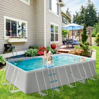 Piscina Fuori Terra in Acciaio e PVC Rinforzato con Filtro, 580x310x122cm, Grigio Chiaro