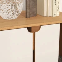 Mobile per lettiera maisonette per gatti su piedi, 2 in 1 porte stile scandinavo 80 x 48 x 48 cm naturale e bianco