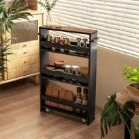 Carrello Portaoggetti su Ruote con 3 Livelli di Archiviazione e Maniglia, 51,5l x 13P x 80H cm, Nero