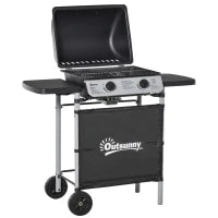 Barbecue a Gas con Coperchio, Bruciatori da 5.6kW, BBQ e Ruote, 104x49x99cm