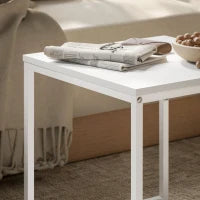 Set di Tavolini da Caffè Impilabili Moderni con Vassoio, 45x45x45 cm, Bianco e Rovere
