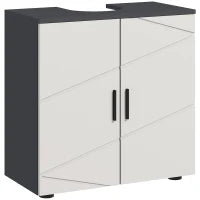 kleankin Mobile Sottolavabo Bagno per Piedistallo con Armadietto 2 Ante, 60x30x60cm, Grigio