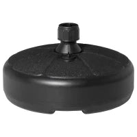 Base per Ombrellone Rotonda in Plastica Riempibile con Acqua e Sabbia, per Pali da 38 mm, Ø38 cm, Nero