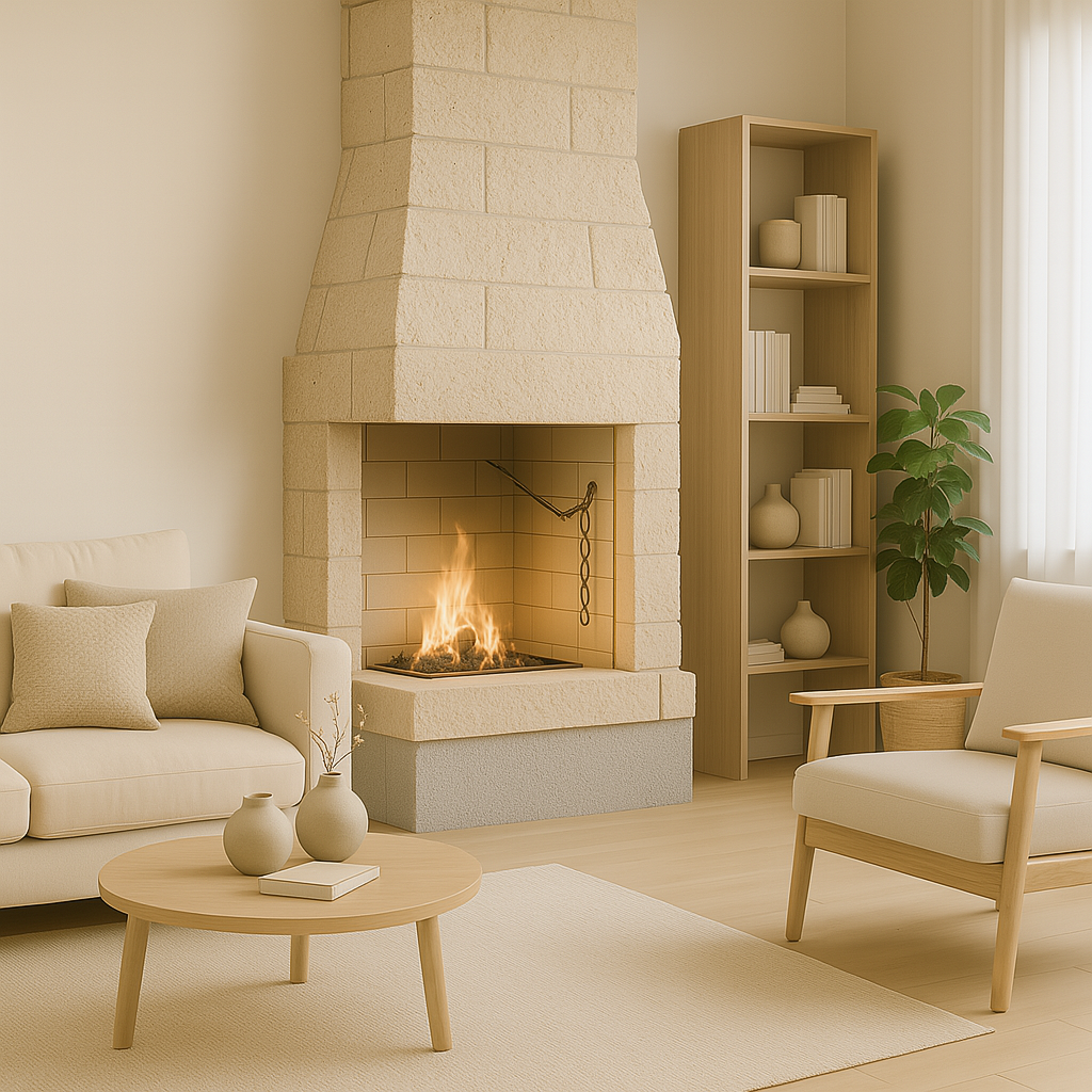 Camino a legna prefabbricato refrattario focolare aperto ds55ref reversibile