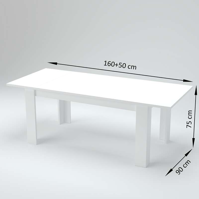 Tavolo da pranzo bianco allungabile 90x160-210 design moderno bianco Jesi Long