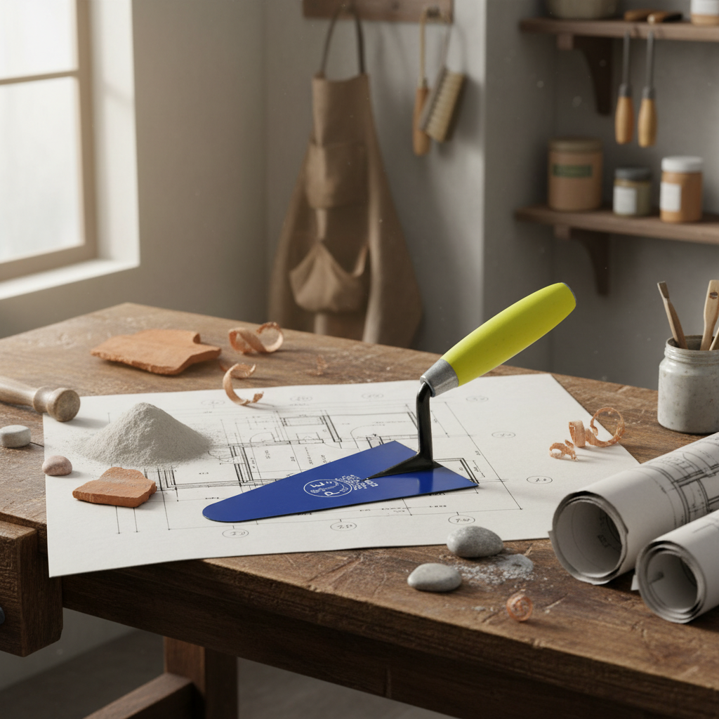 Cazzuola ancora a punta tonda 18 cm con manico in gomma