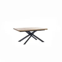 E-STYLO Tavolo fisso con top in rovere naturale e gambe in metallo nero, 90cm X 160cm H. 76cm.