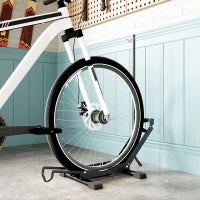 Rastrelliera per Bici Regolabile con Tubo di Supporto, in Acciaio e Plastica, 75x41x71-81 cm, Nero