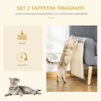 Set 2 Tiragraffi per Gatti da Divano in Sisal e Poliestere, 130x45cm - Grigio