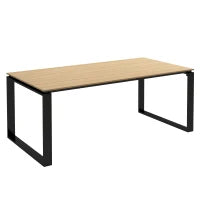 Tavolo da Giardino Rettangolare in Alluminio con Piano a Doghe per 6-8 Persone, 180x90x74cm, Quercia