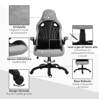 Sedia da Ufficio Poltrona Gaming, Ergonomica con Schienale Alto, Girevole e Altezza Regolabile, Nero e Grigio