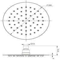 Soffione doccia tondo acciaio inox 4 mm spessore effetto pioggia varie misure bagno *** misure diam. 200x4 mm 54 ugel...