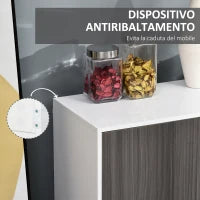 Mobiletto Armadietto Multiuso per Soggiorno, Cucina, Ufficio, 2 Cassetti e 2 Armadietti con Apertura a Pressione, Grigio