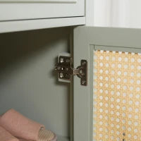 Mobiletto da Ingresso, Scarpiera con 2 Ante e Cassetto, Effetto Intrecciato, 80 x 40 x 110 cm, Verde